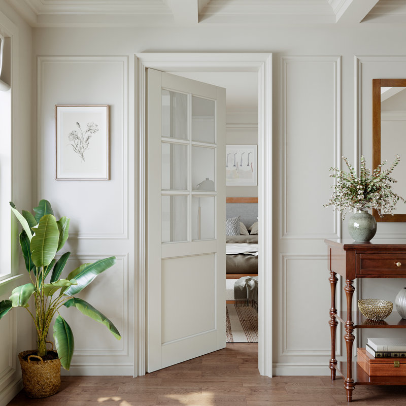 Porte standard à 6 carreaux de verre français, 24 po x 80 po