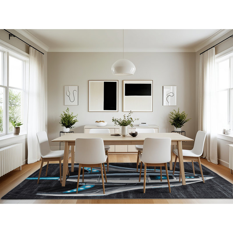 Machine Washable Transportation Gray Area Rug, Rectangle 7' x 10'