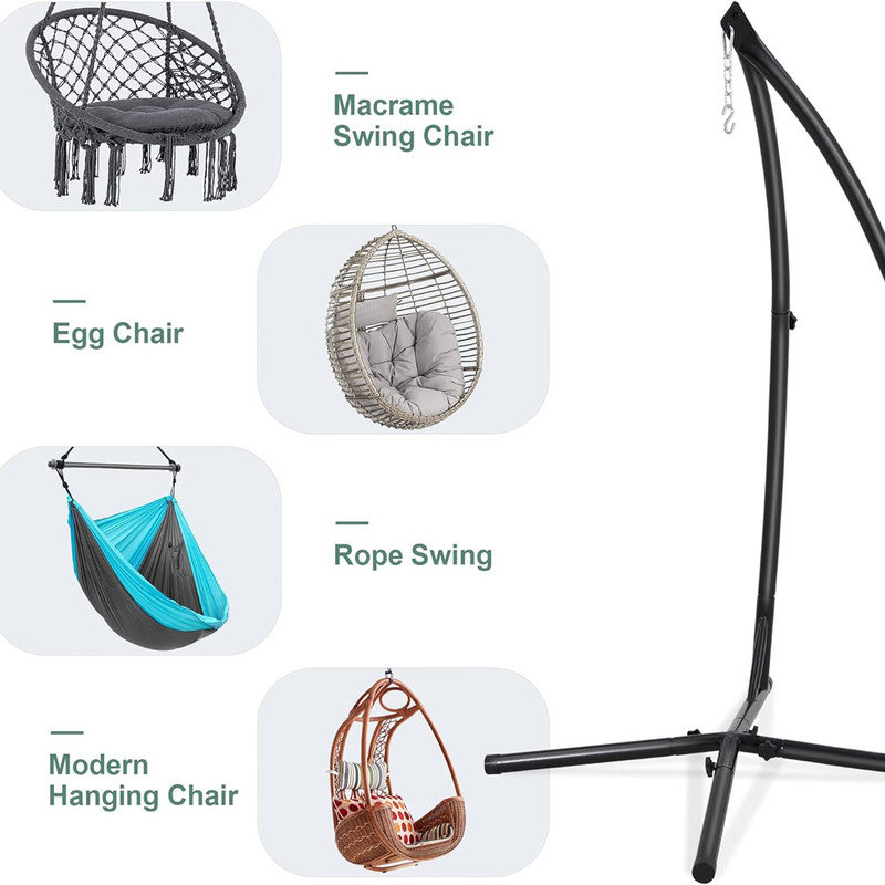 Heavy Duty Black Steel Indoor/Outdoor Hammock Chair Stand