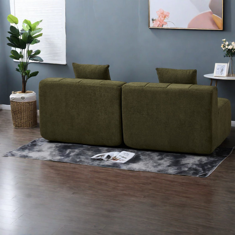 Compression Sectionals, Green Chenille Modular Sofa for Modern Home