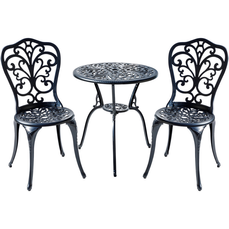 Classic Comfort- Cast Aluminium Bistro Set, Black
