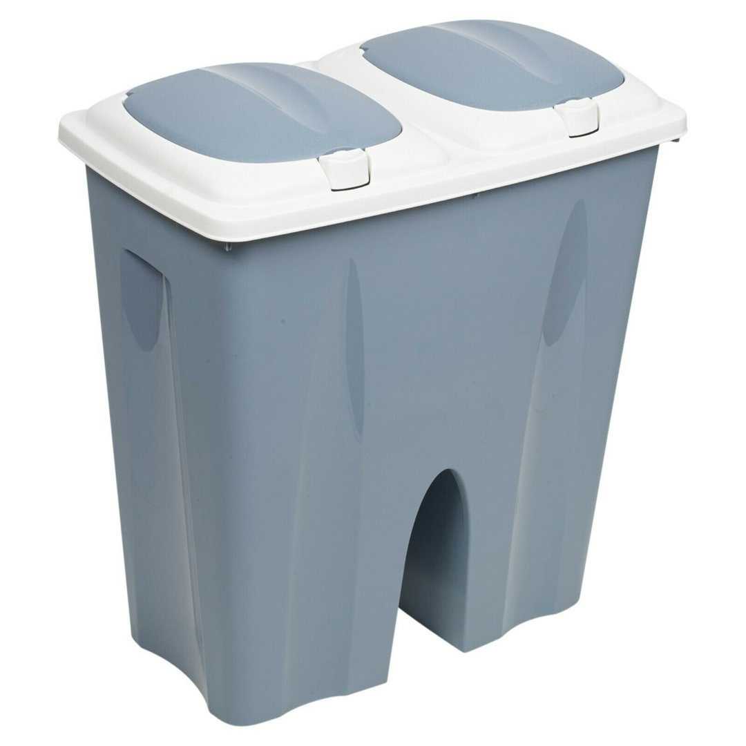 Annabesook Plastic Manual Lift Multi-Compartment Rubbish & Recycling Bin - 50L