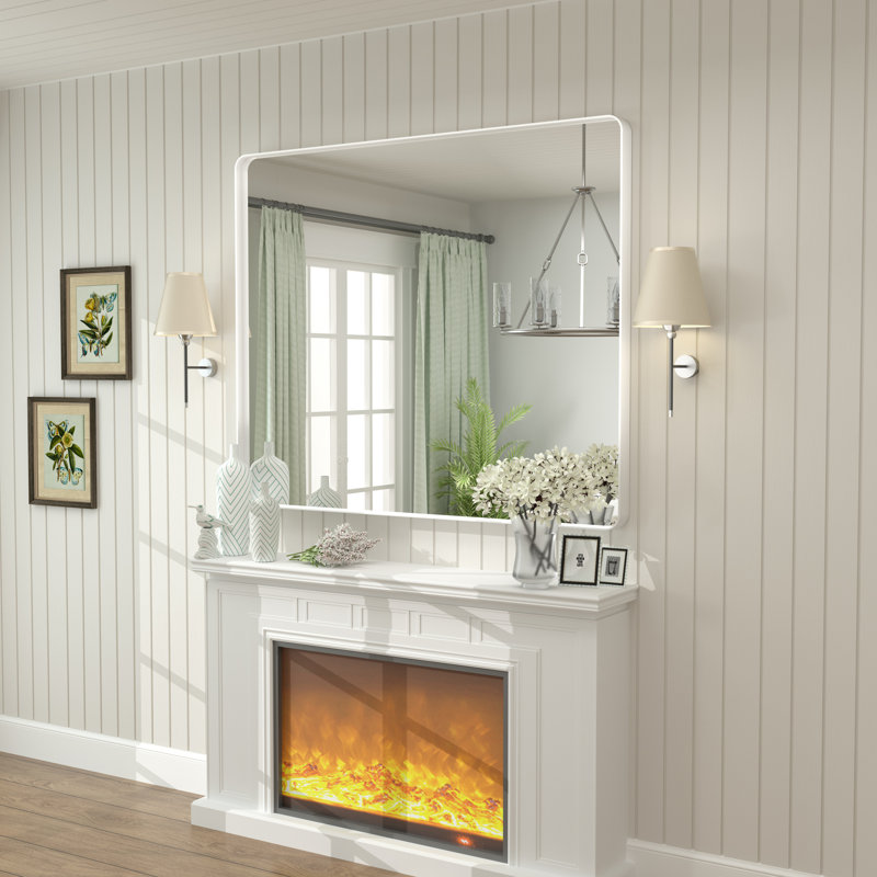 Miroir mural Aevar, 48 po x 40 po, Blanc mat