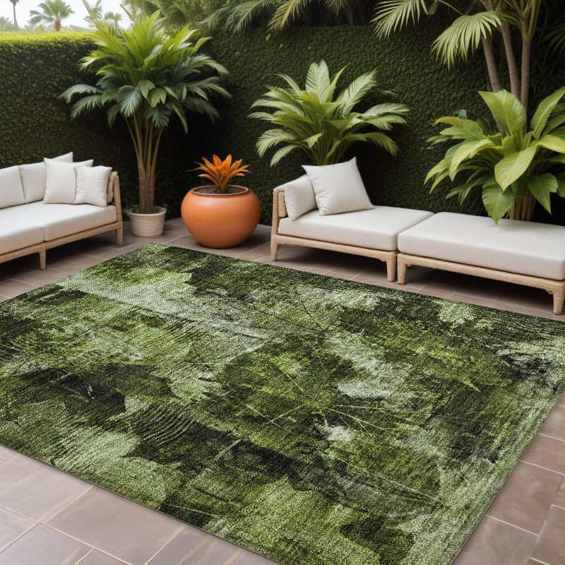 Tapis intérieur vert lavable antidérapant 8 pi x 10 pi