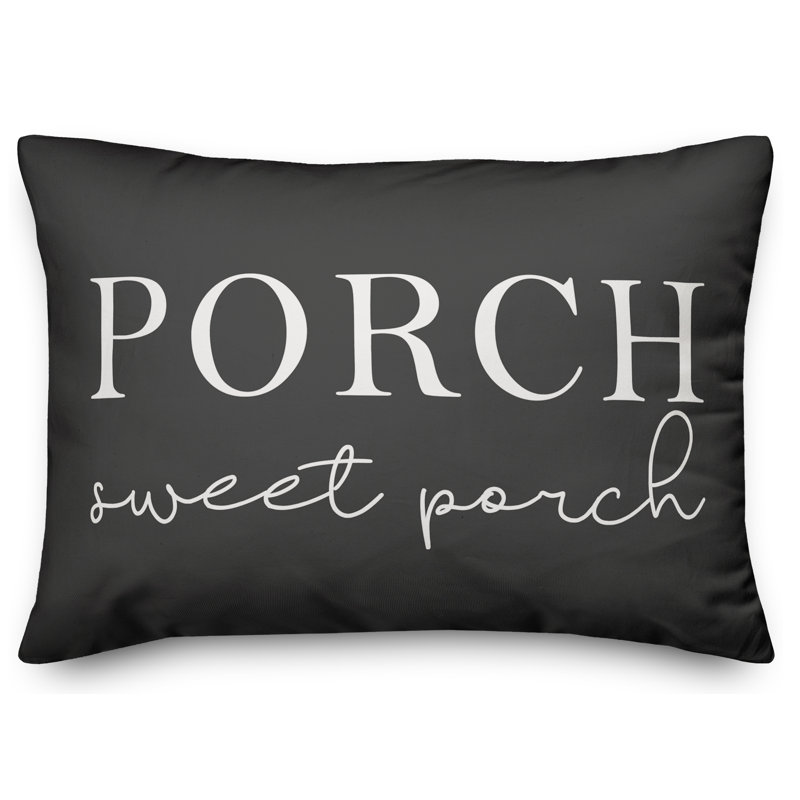Textual Outdoor Throw Pillow, Charcoal