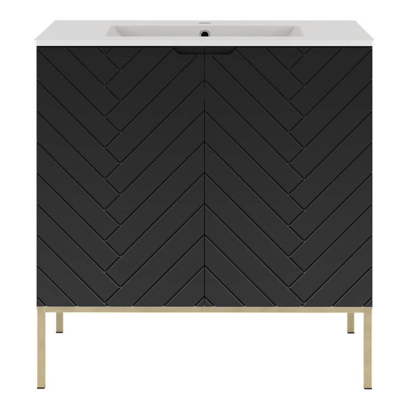 Braydi 81mm Bathroom Vanity with Basin, Black/Beige