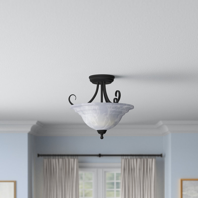 Glass Semi Flush Mount, Oil Burnished Bronze