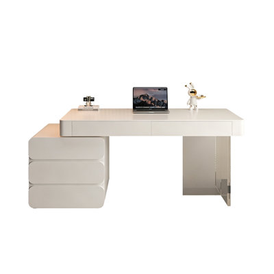 62.99"Luxury-modern white granite office writing desk