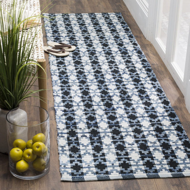 Tapis géométrique en coton tissé à la main Montauk, Tapis de couloir 2 pi 3 po x 8 pi
