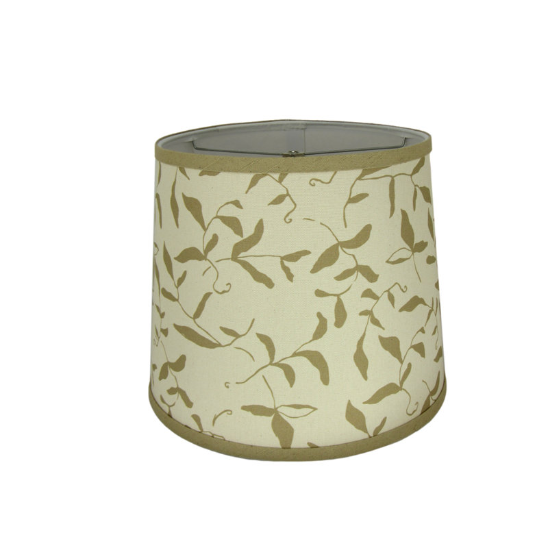 Abat-jour tambour floral en coton (vissé) en brun, H 9 po x l 10 po x P 10 po