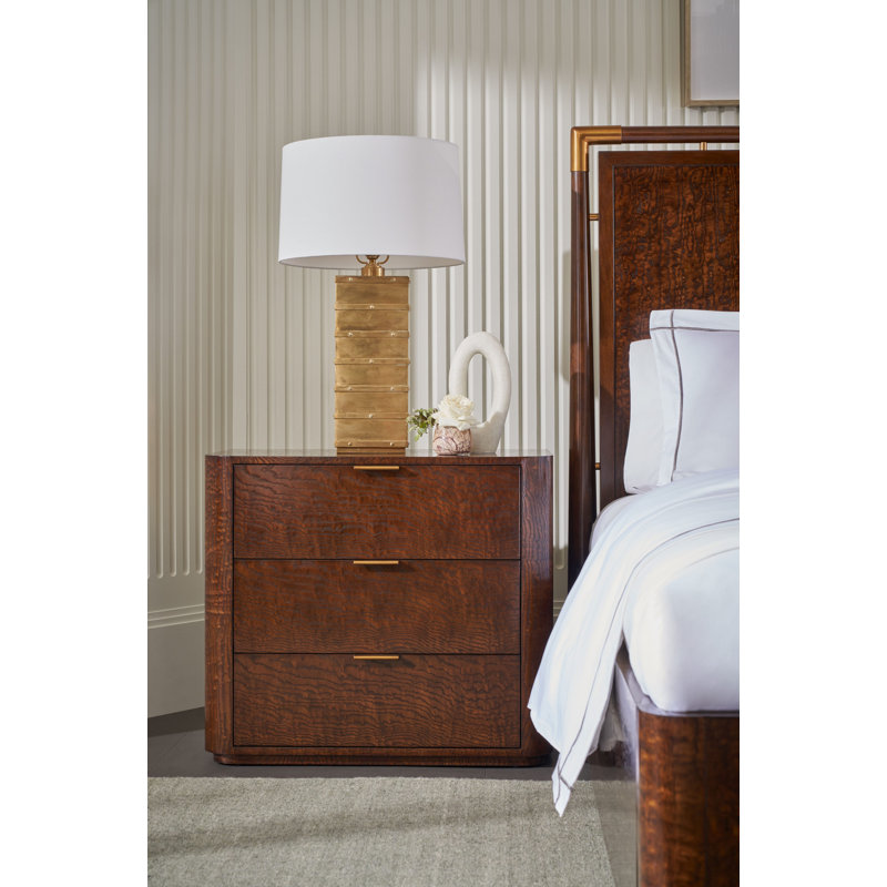 Kesden 32'' W Solid Wood Nightstand, Pyramid Brown