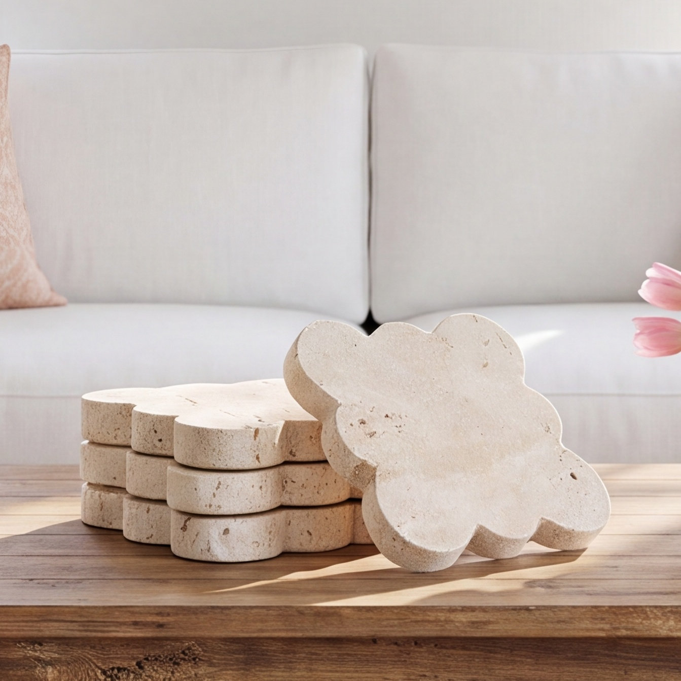 Travertine Coaster Set