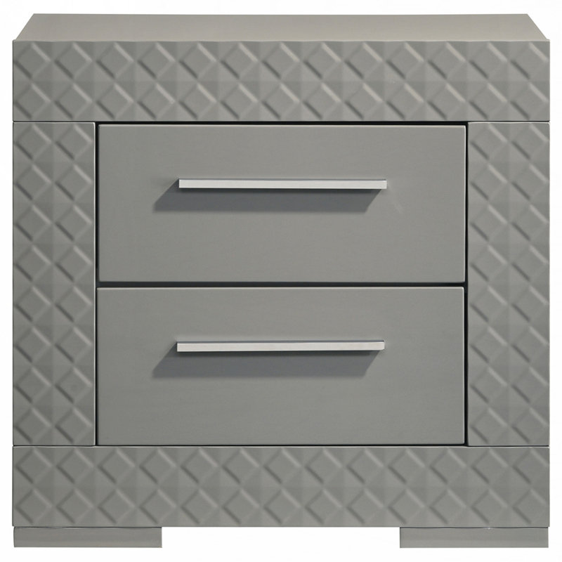 Table de chevet 2 tiroirs, Gris
