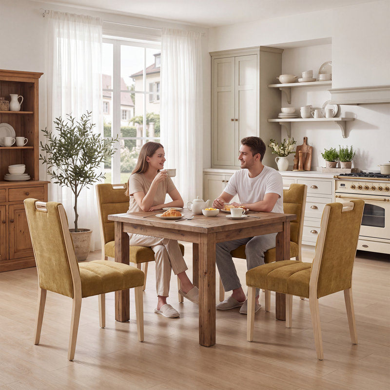 50 H Upholstered Dining Chair, Chenille-Yellow