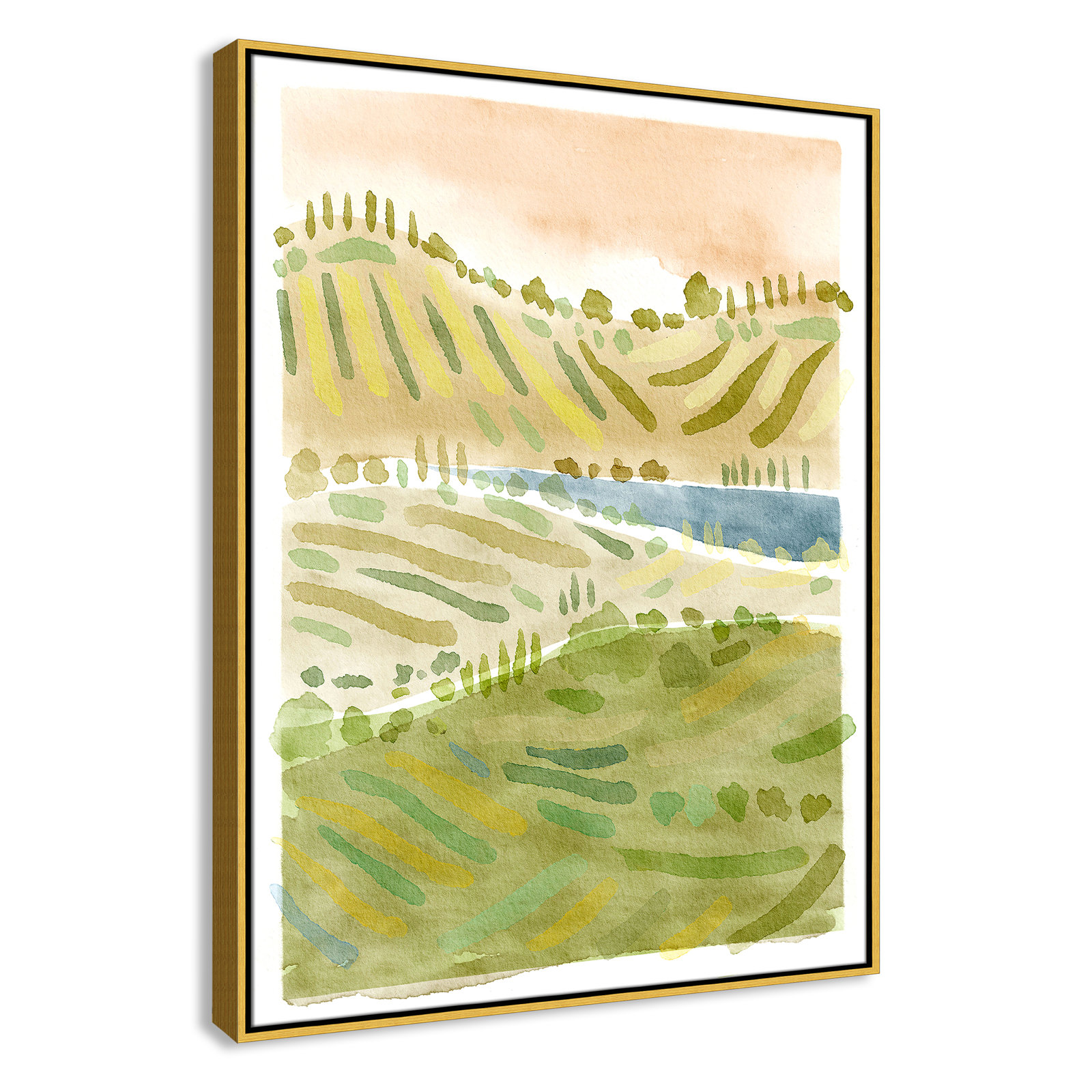 Tuscan Countryside Print by Leah Straatsma, No Mat, 41.5" H x 31.5" W x 2" D, Gold Floater Framed Canvas