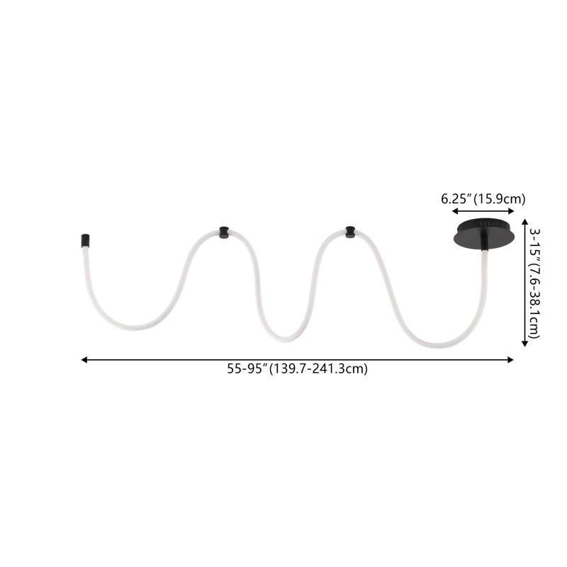 Braunste Contemporary Minimalist 360 Adjustable Silicone Neon Rope Dimmable Linear Integrated LED Flush Mount, Black