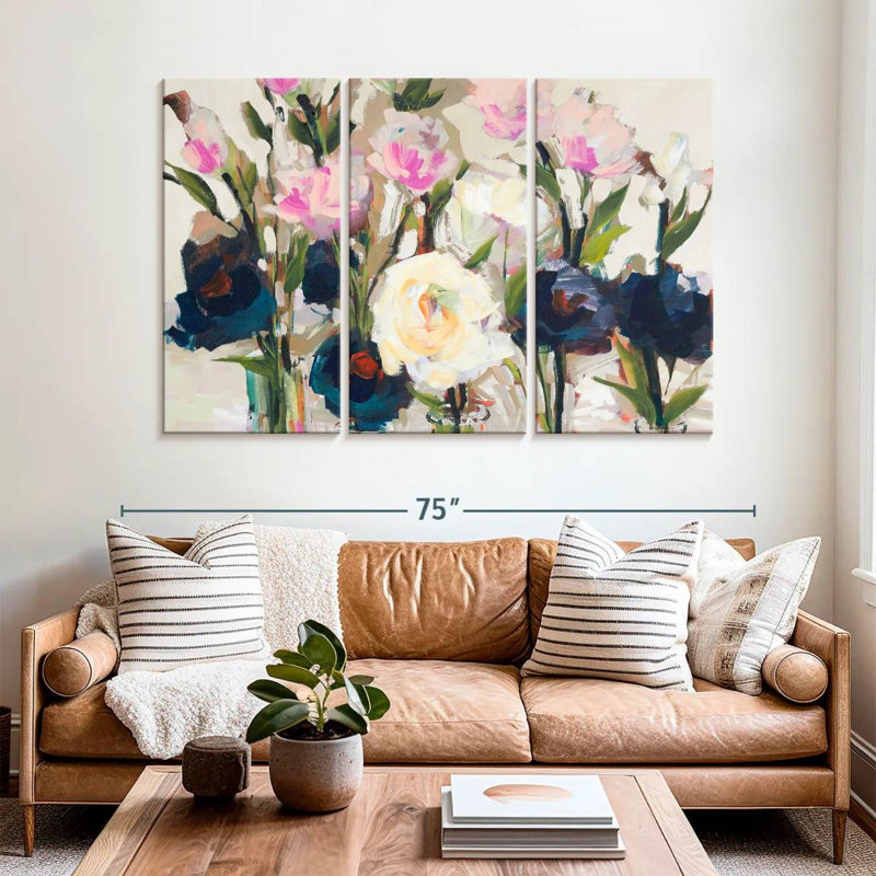 Avery, fleurs romantiques neutres, H 42 po x l 65 po