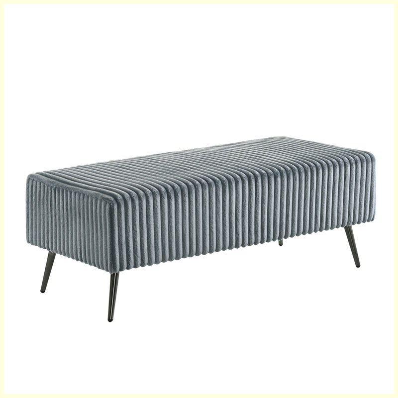 Banc rembourré en velours côtelé Mavela, Bleu