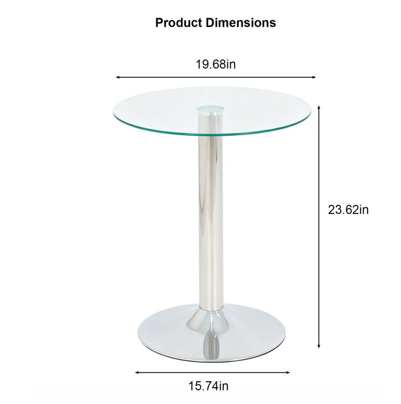 Table de bout en verre moderne avec base en métal noir mat, table d'appoint compacte pour petits espaces domestiques, noir