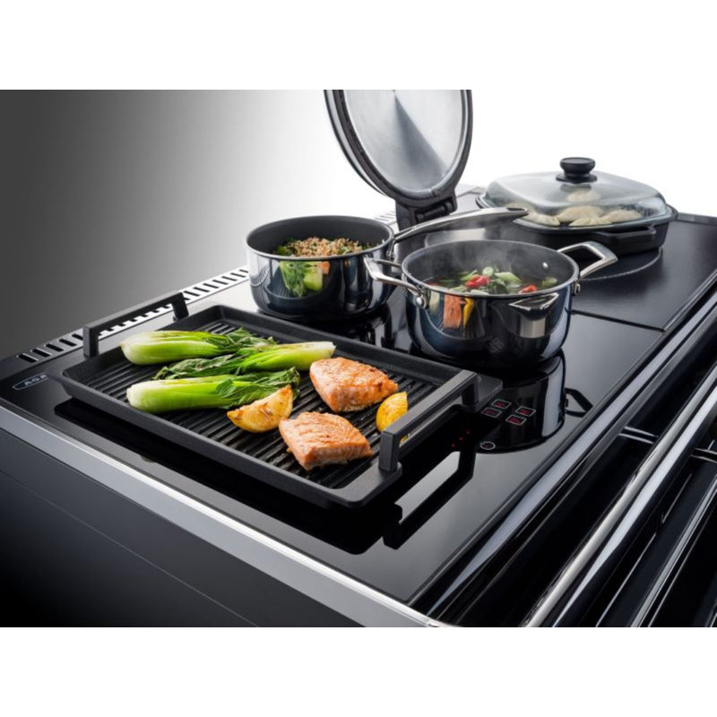 AGA Era 44"W  4.5 Cu.Ft. Freestanding Induction Convection Range in Black Glass with Chrome Trim