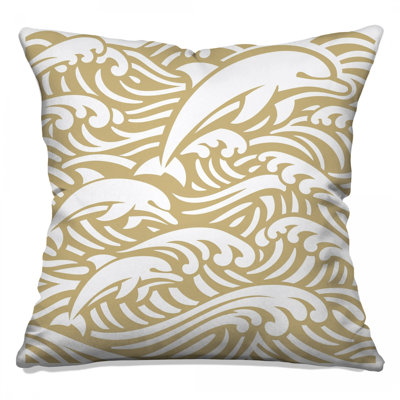 Dolphins And Ocean Waves Double Sided Throw Pillows