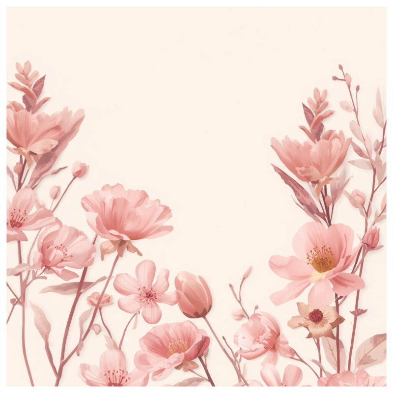 Couvertures d'arrangement floral rose, L 60 po x H 80 po