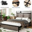 Cadre de lit grand avec rangement, tête de lit à DEL, 2 lits en métal, gris antique, lumières et charge de style industriel moderne, rangement inférieur, structure, magnifique-53043913