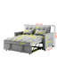 Velours convertible avec lit escamotable et lit réglable à 3 niveaux en tissu gris