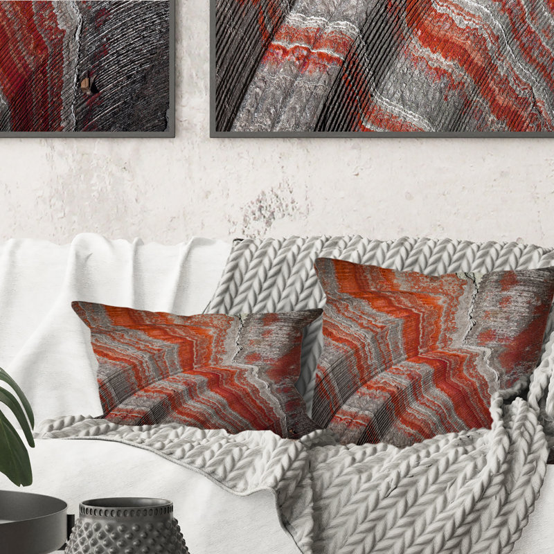 Détail d'un mur dans une mine de sel potassique - Coussin décoratif imprimé moderne, 18 po x 18 po