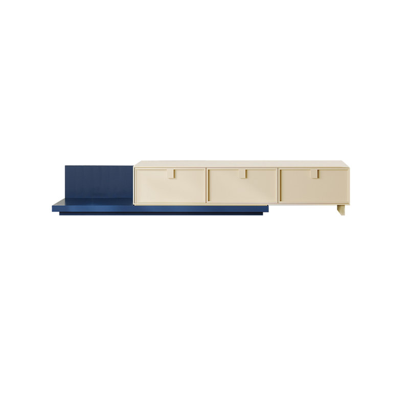 Meuble télé bleu rétractable, 62.99"