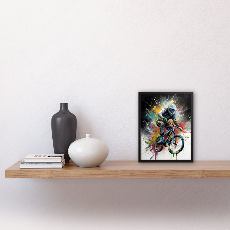 Binti Mountain Biking Extreme Sport Splat Portrait - Single Picture Frame Print