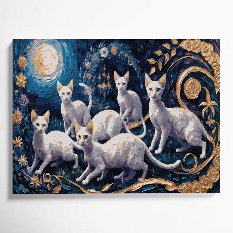 Art mural sur toile gris, chats et chats Levkoy, H 20 po x l 30 po