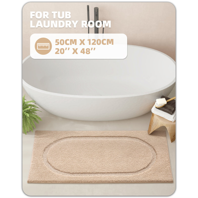 Wesleigh Non-Slip Bath Rug, Beige, 20" W x 47" L