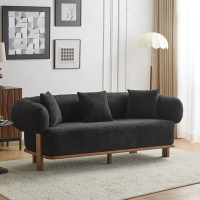 Round Arm Curved Sofa-Black