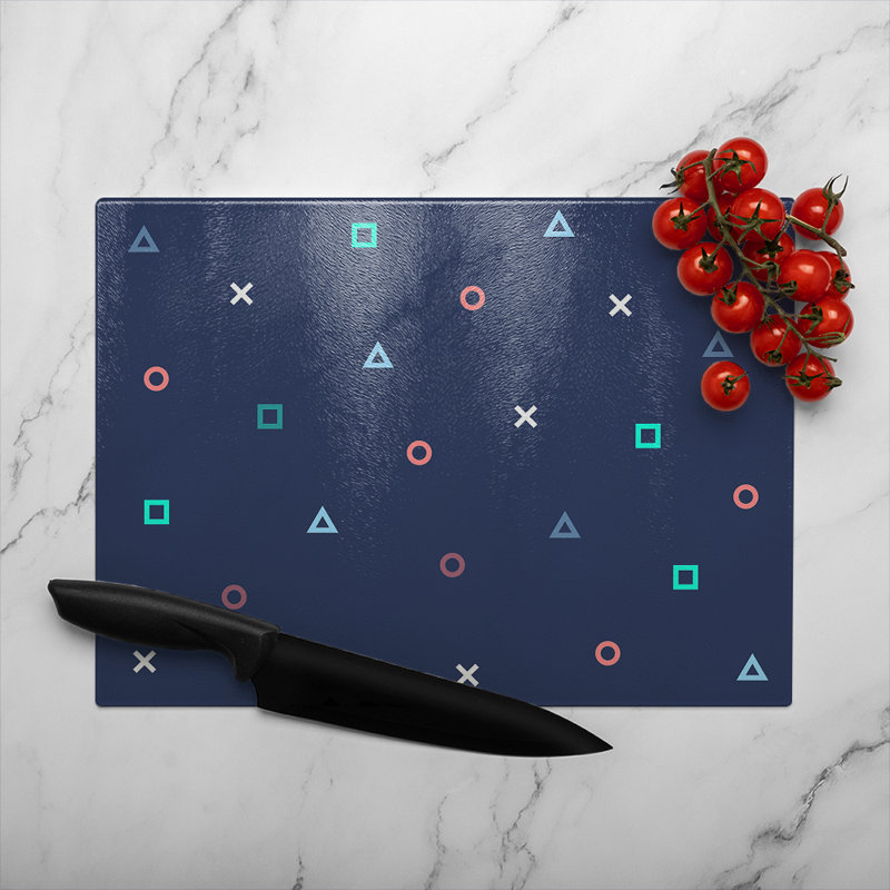 Hipster Pattern Glass Chopping Board