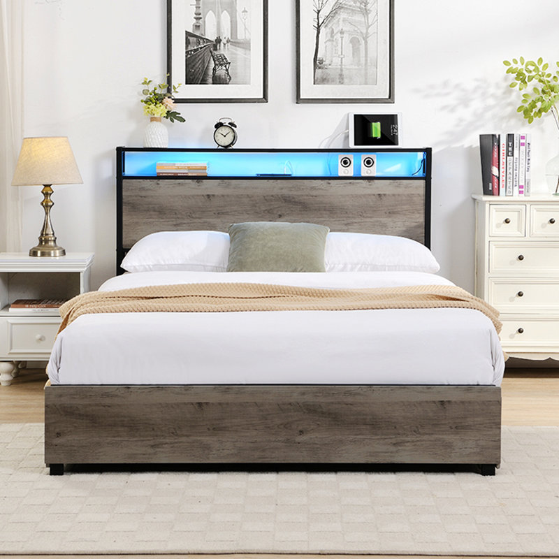 Althea Upholstered Bed, Queen, Antique Grey