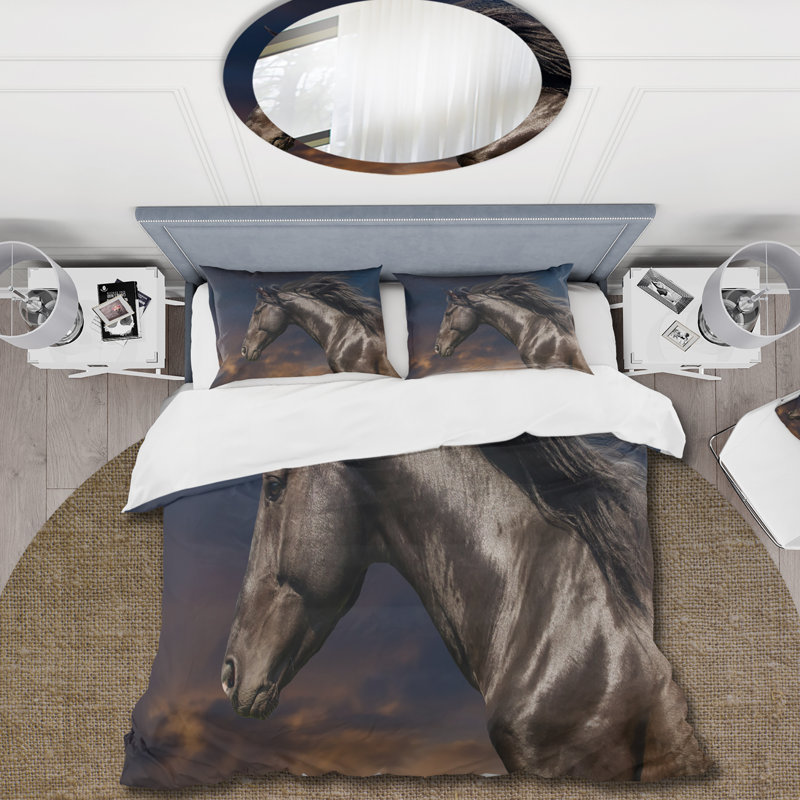 Portrait of Puroughbred Nonius Stallion Horse III - Ensemble de housse de couette animaux - Microfibre de polyester