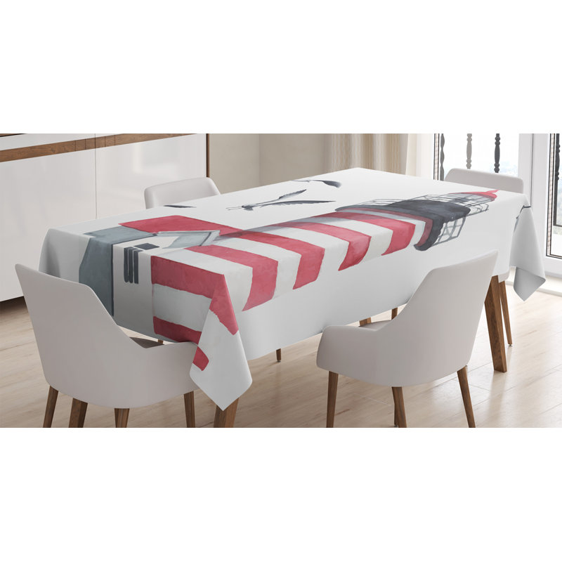 Nappe phare, phare et mouettes sur la plage, 90 po x 60 po
