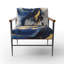 Fauteuil rembourré à motif moderne en V bleu foncé et or Strokes V-161356346