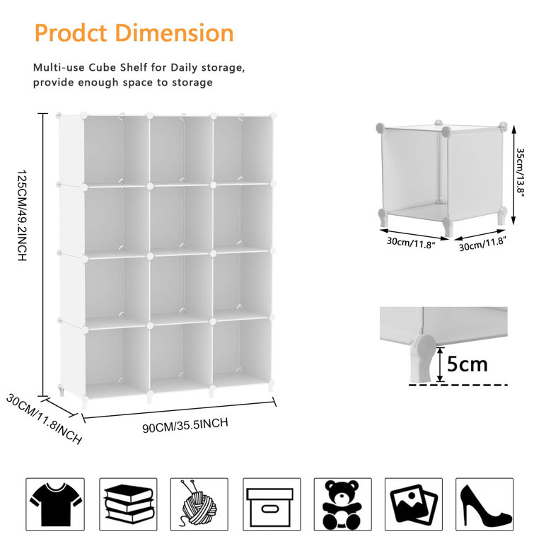 Vernika 12 Cube Plastic Storage Bin Set Hokku Designs