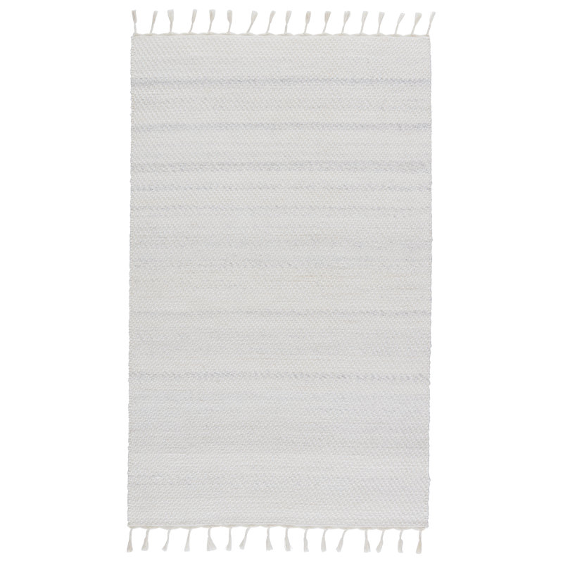 Tapis intérieur / extérieur blanc fait à la main Isabell, Rectangle de 5 pi x 8 pi