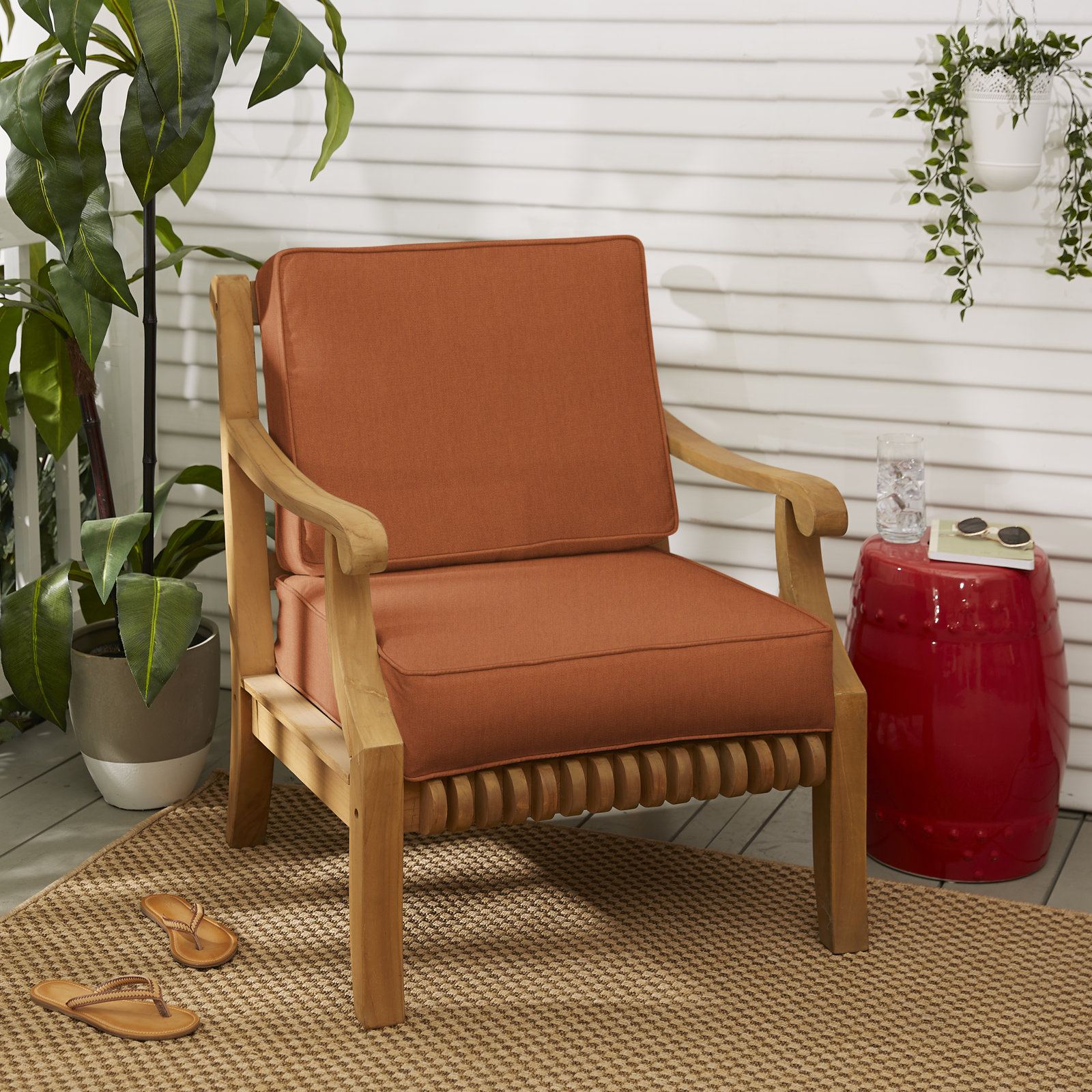 27" Sunbrella® Seat and Back Cushion, Canvas Rust Sunbrella® Canvas, 23.5" W x 23" D