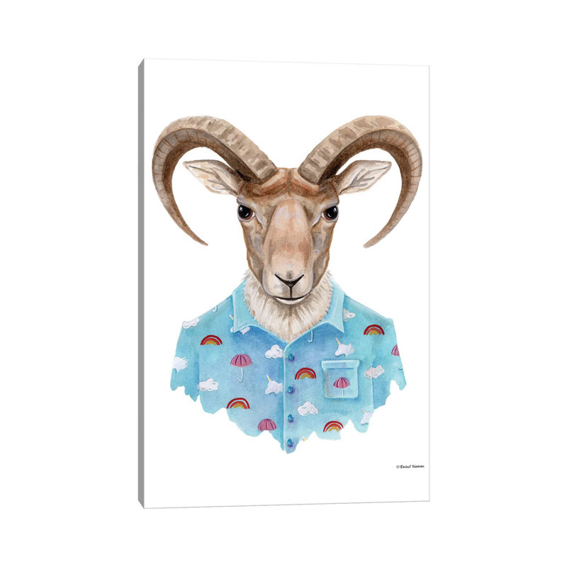 Uriel In A Unicorn Shirt by Rachel Nieman - Gallery-Wrapped Canvas Giclée on Canvas, Canvas, 20.32 cm H x 30.48 cm W