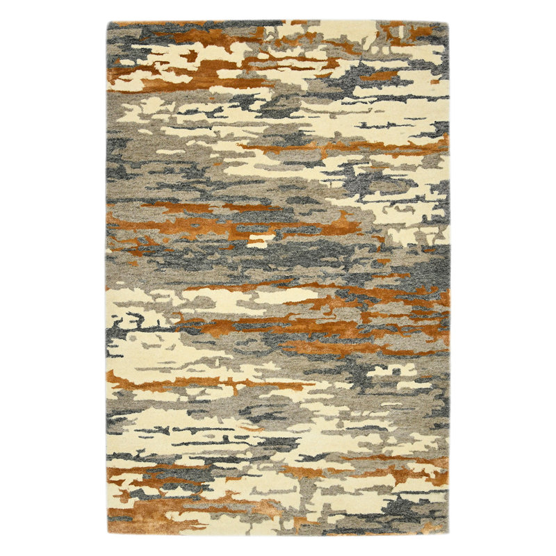 Husman Hand Tufted Abstract Indoor Rug, Rectangle 4' x 6'