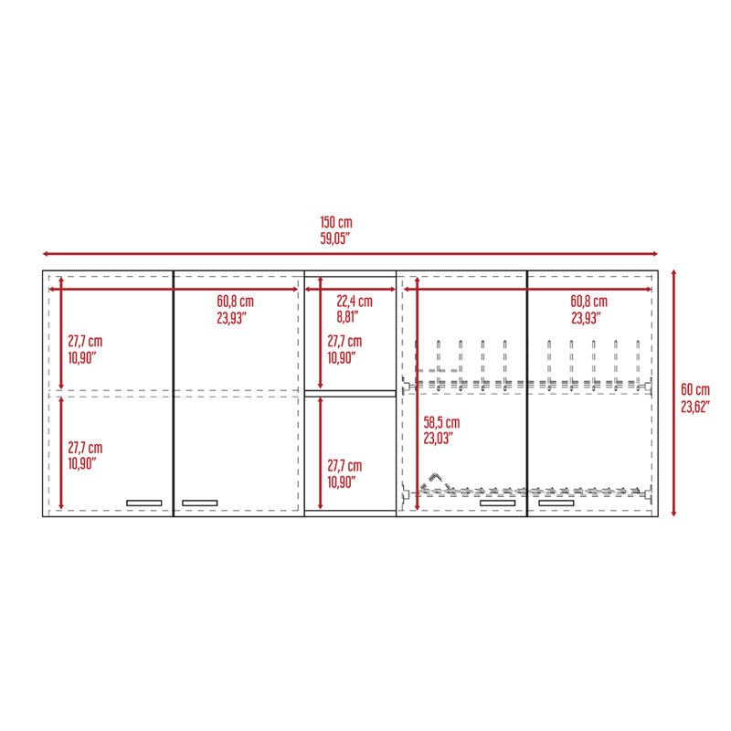 Sierra 7-Shelf 4-Door 2-Piece Kitchen Set, Upper Wall Cabinet And Kitchen Island White And Light Oak, Oak