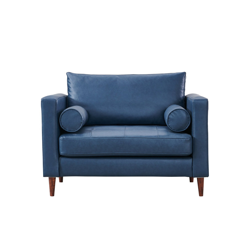 Fauteuil Maziah Modern Contemporary, Similicuir bleu