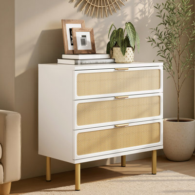 Bilal 31.5" W Rattan Boho 3 Storage Drawer Dresser by Lark Manor
