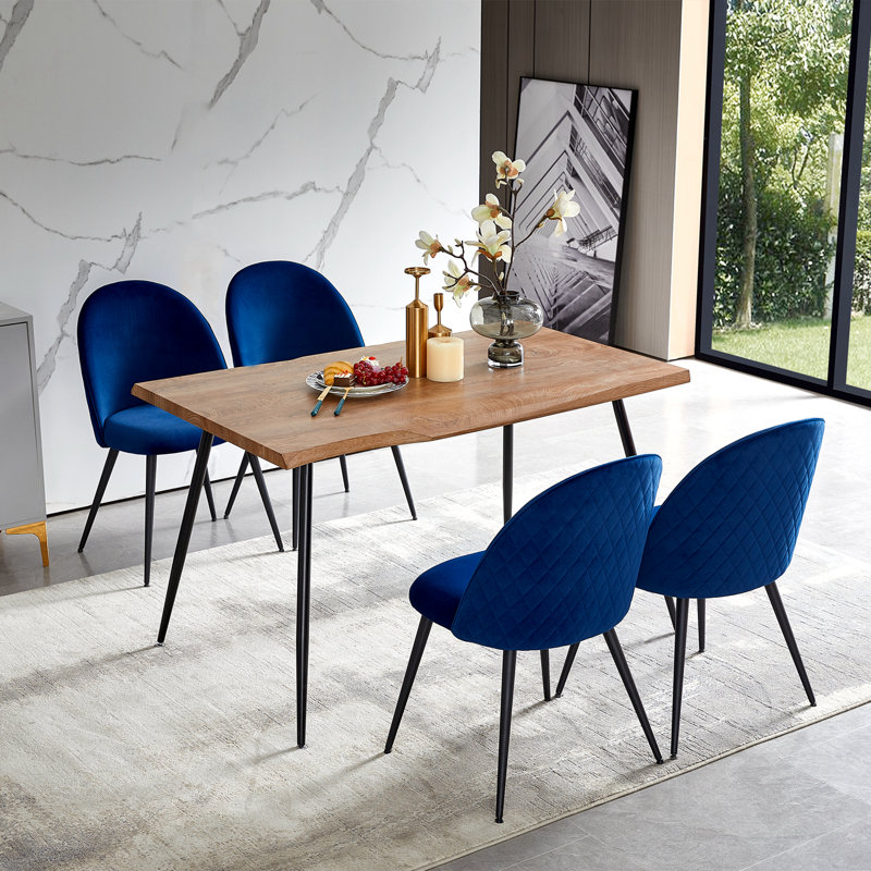 Chaise d'appoint en velours l 21 po, Velours bleu marine