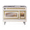 Cuisinière à double combustible 48 pouces avec 8 brûleurs scellés et plaque chauffante (porte vitrée) ILVE Nostalgie II Series Noblesse