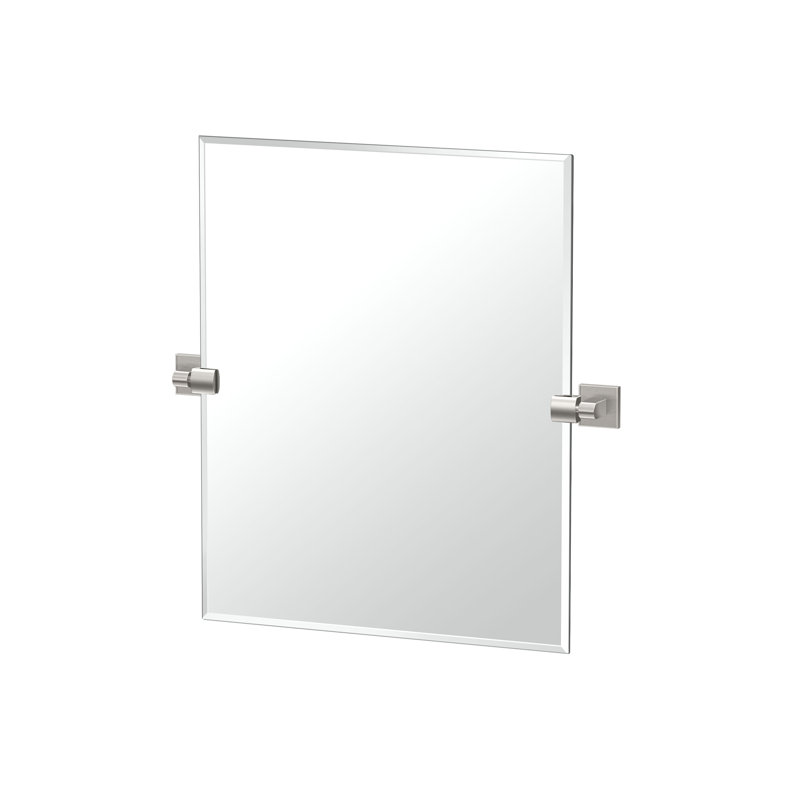 Miroir rectangulaire sans cadre Mode | Miroir de salle de bain mural | Miroir mural biseauté et pivotant , Nickel satiné